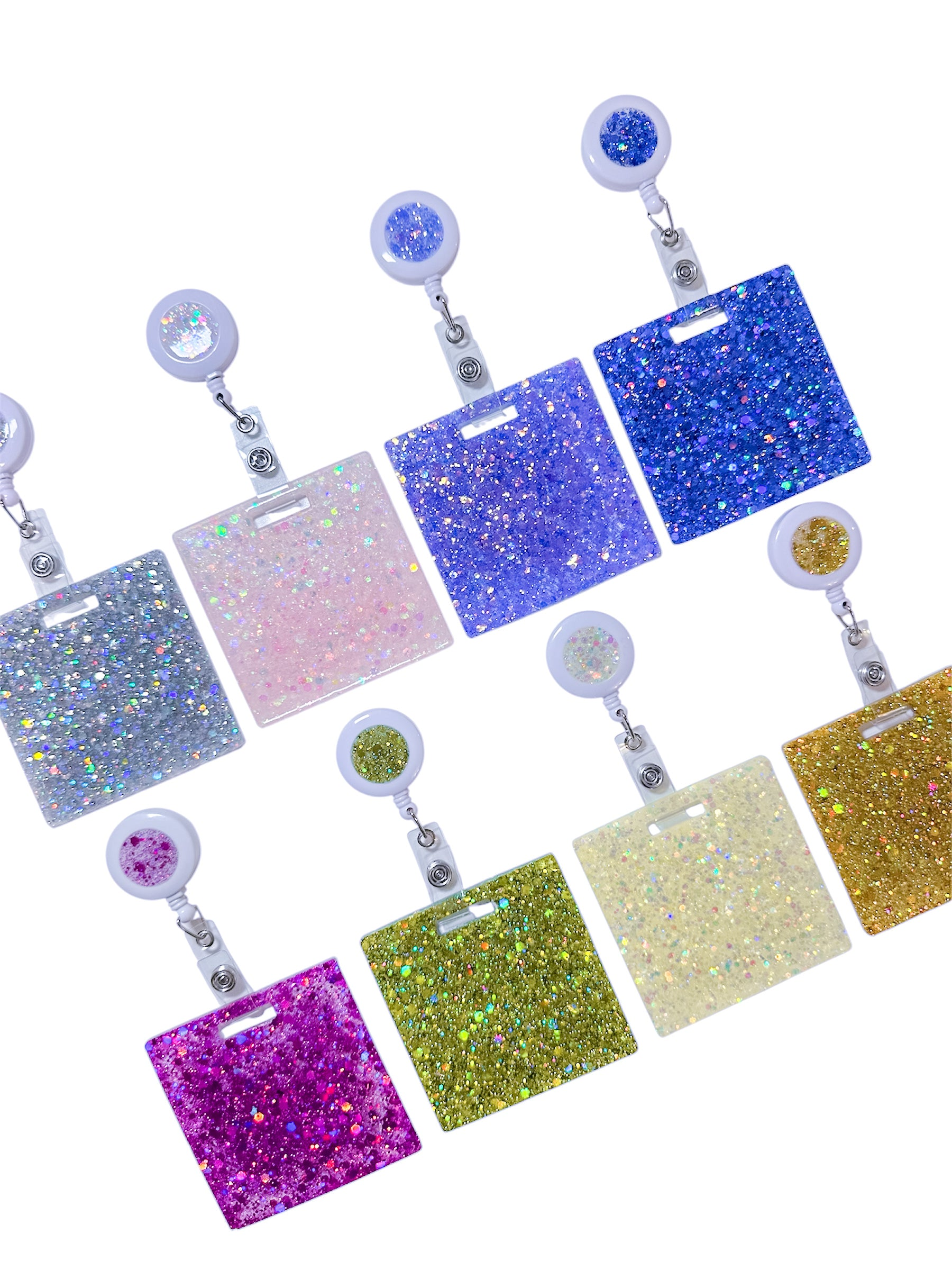 Oncology Nurse Badge Holders - 3 Pack Retractable Glitter ID Reels, Cancer Awareness Ribbon Design, Gifts For Nurses & Doctors