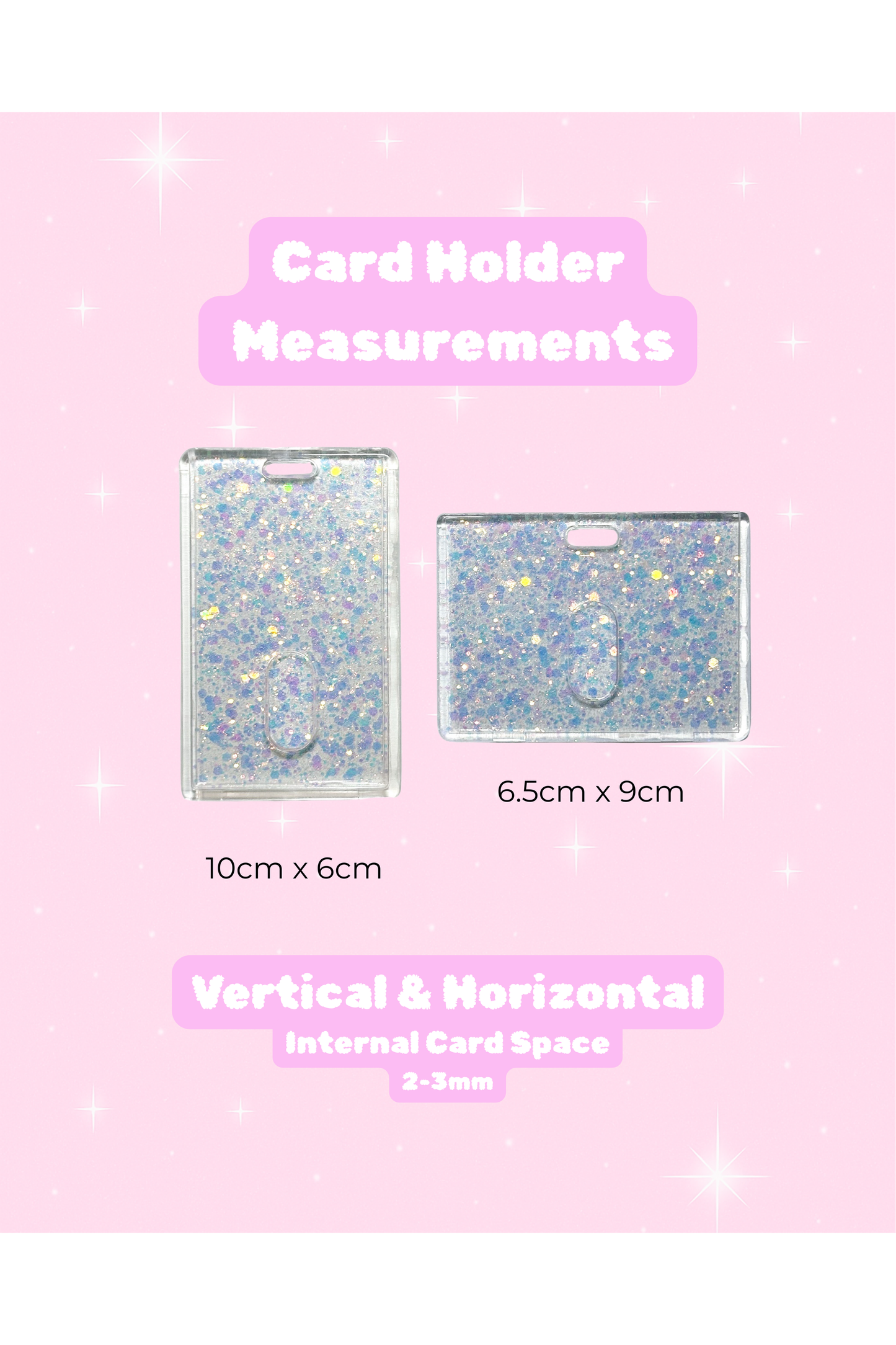 Handmade Pearl Glitter Resin ID Holder — Vertical & Horizontal Options