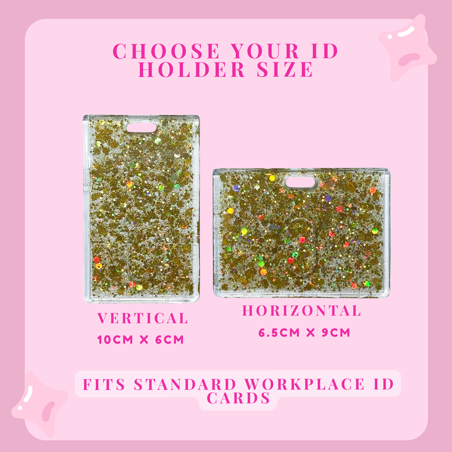 Gold Glitter Resin ID Holder