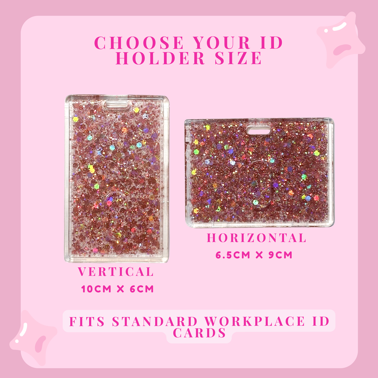 Pink Glitter Resin ID Holder