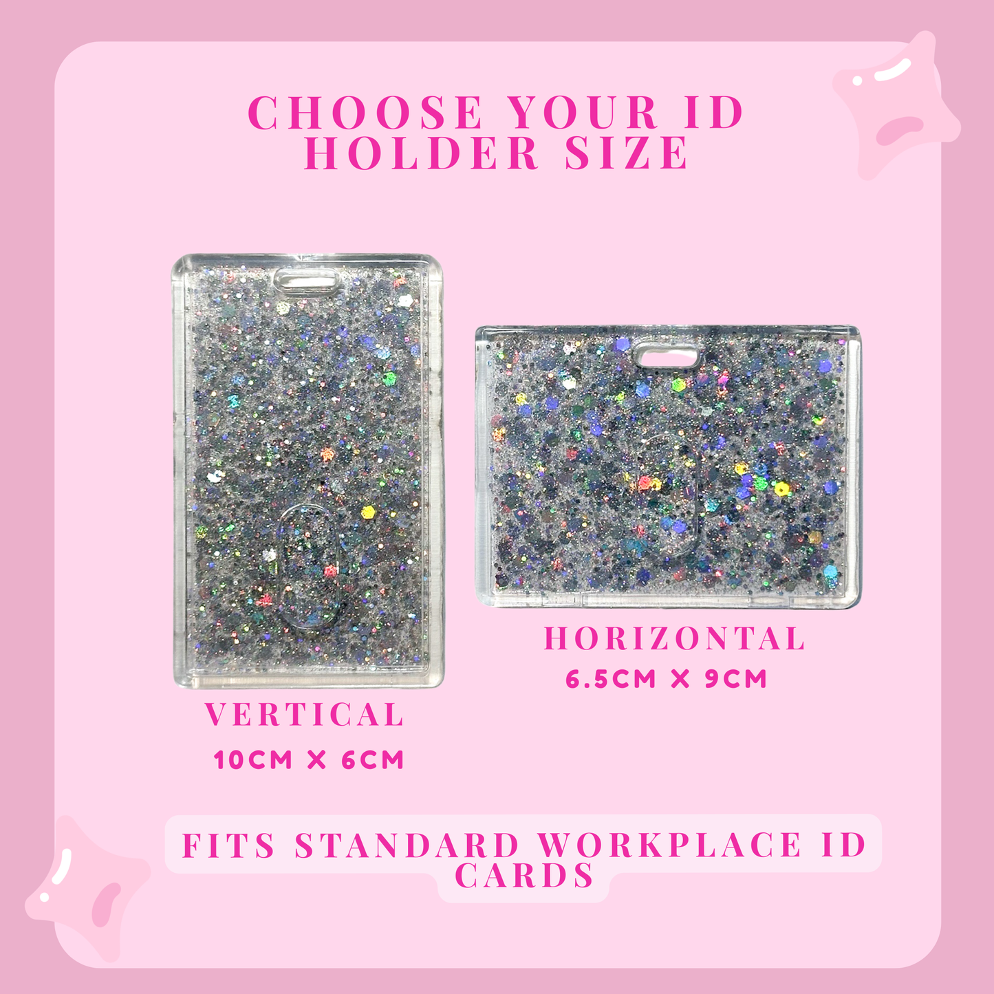 Silver Glitter Resin ID Holder