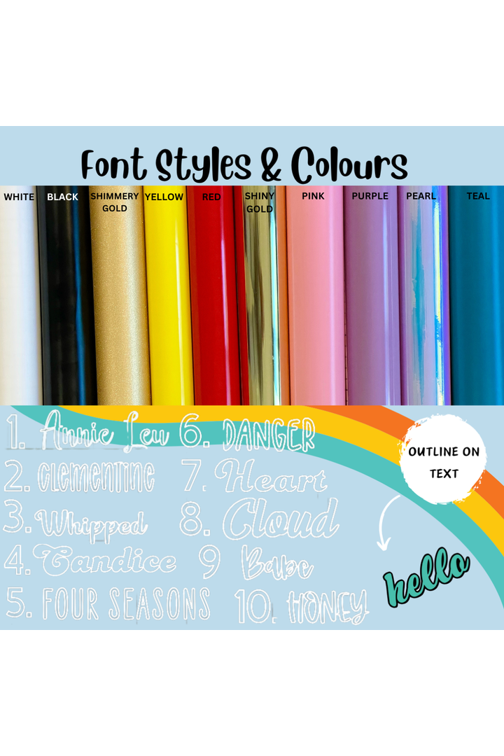 Different font styles and colours for dog and cat tags