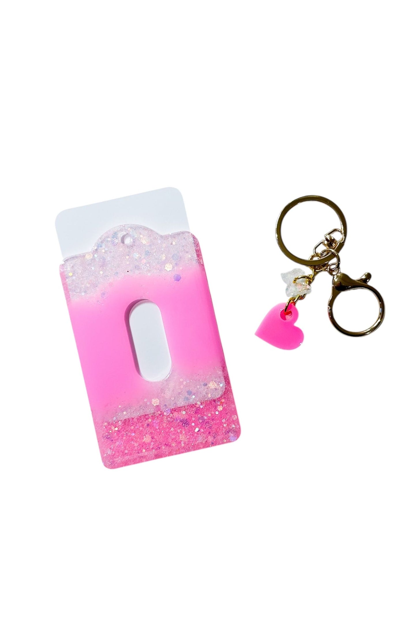Pink Glitter Filled Card Holder
