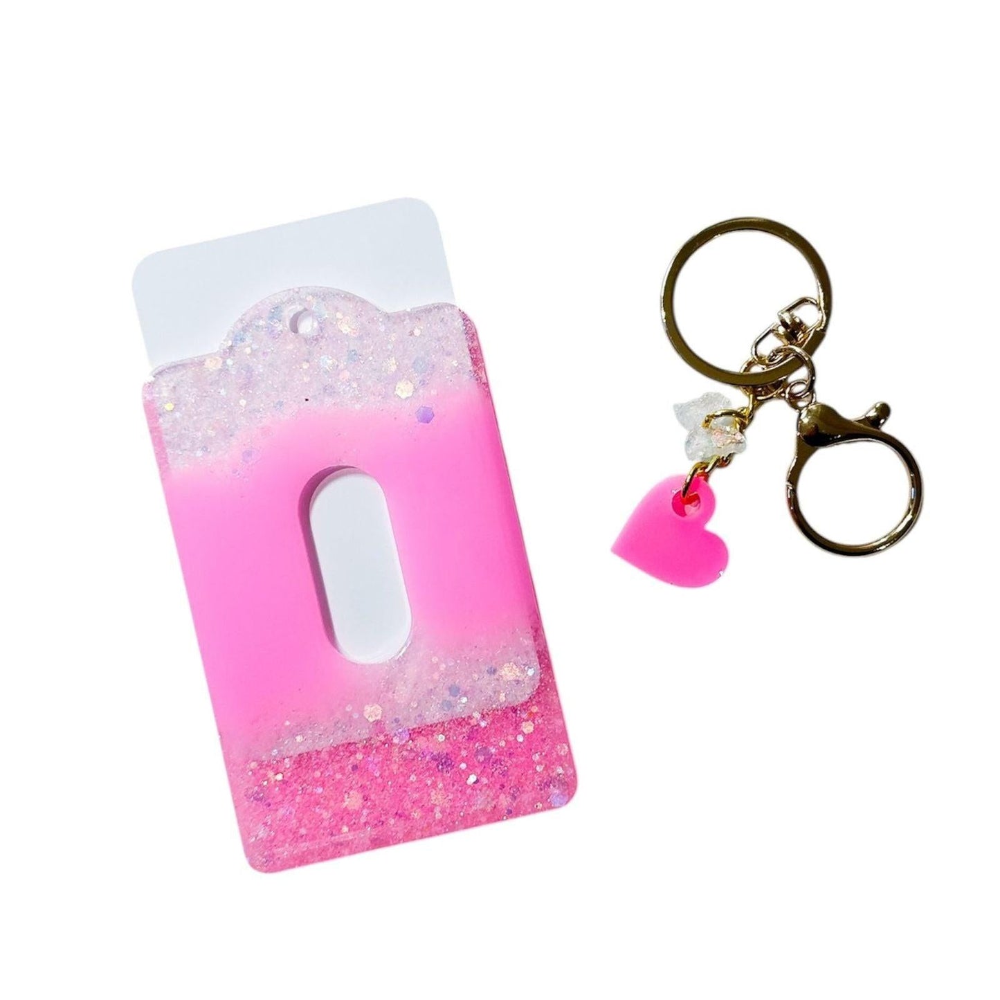 Pink Glitter Filled Card Holder