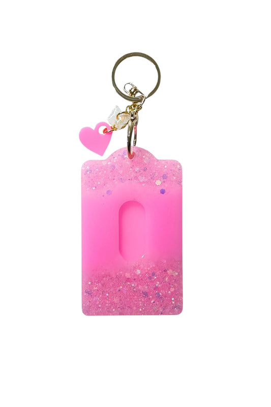 Pink Glitter Filled Card Holder