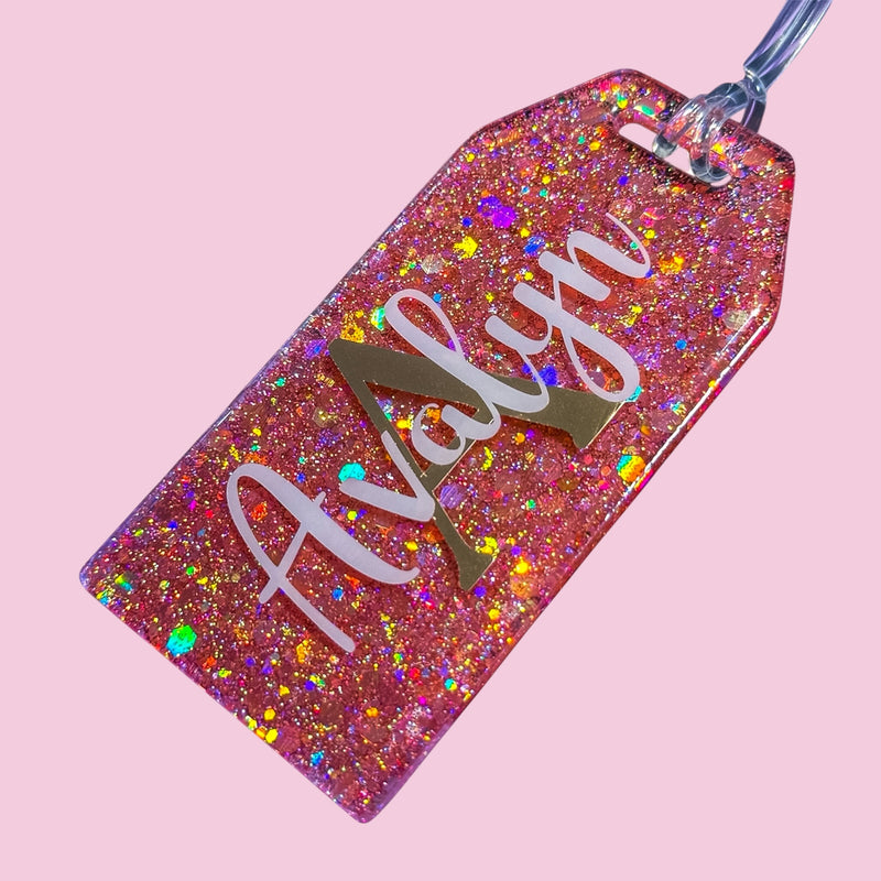 Personalised Glitter Luggage Tags