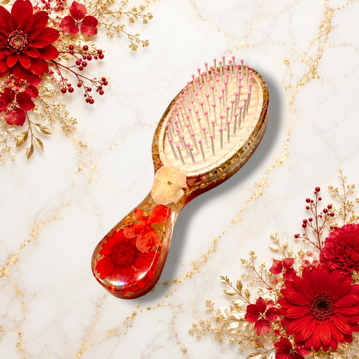Personalised Floral Hair Brush