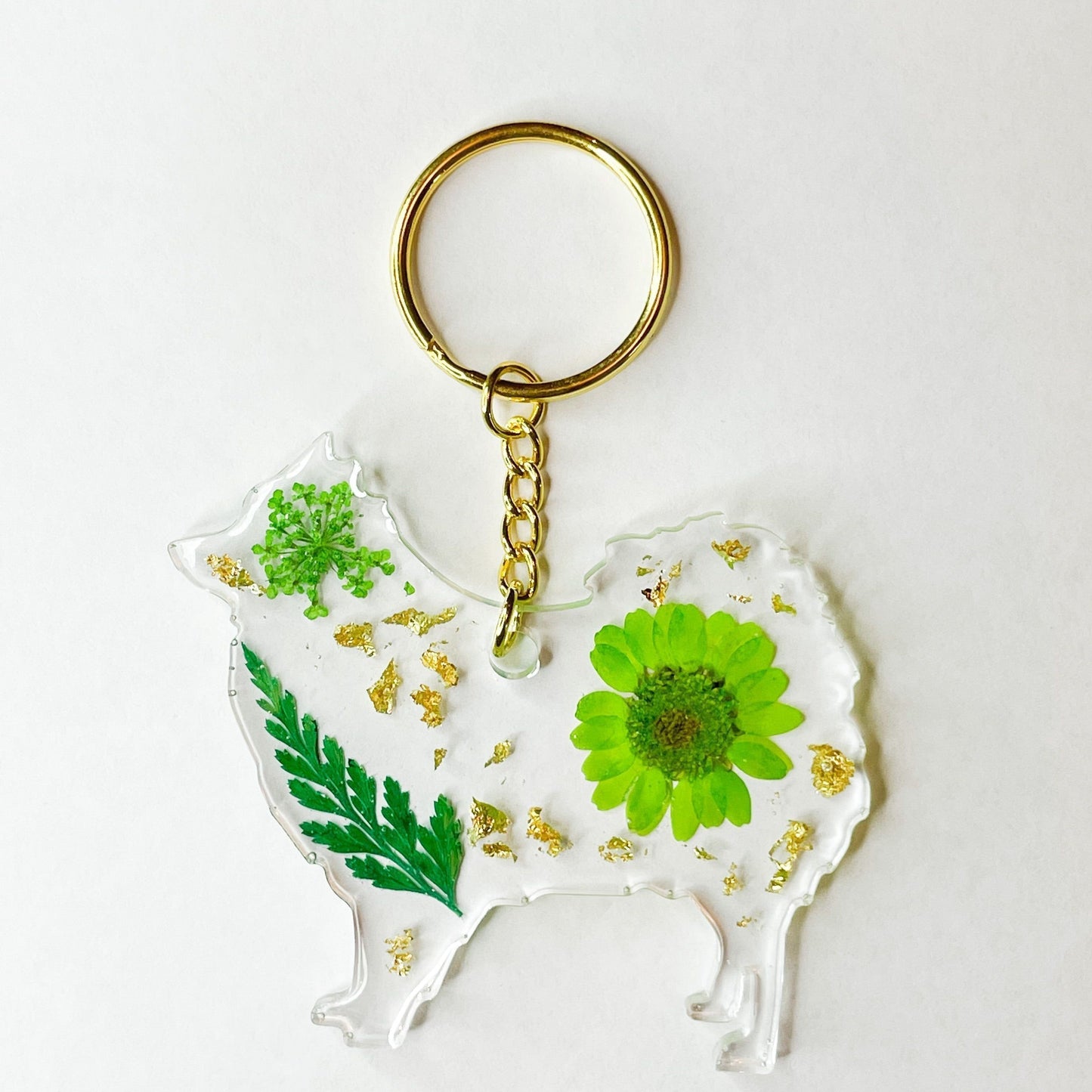 Pomeranian Floral Key Chain