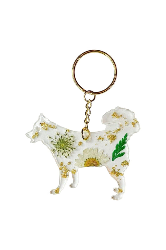 Alaskan Malamute Floral Key Chain