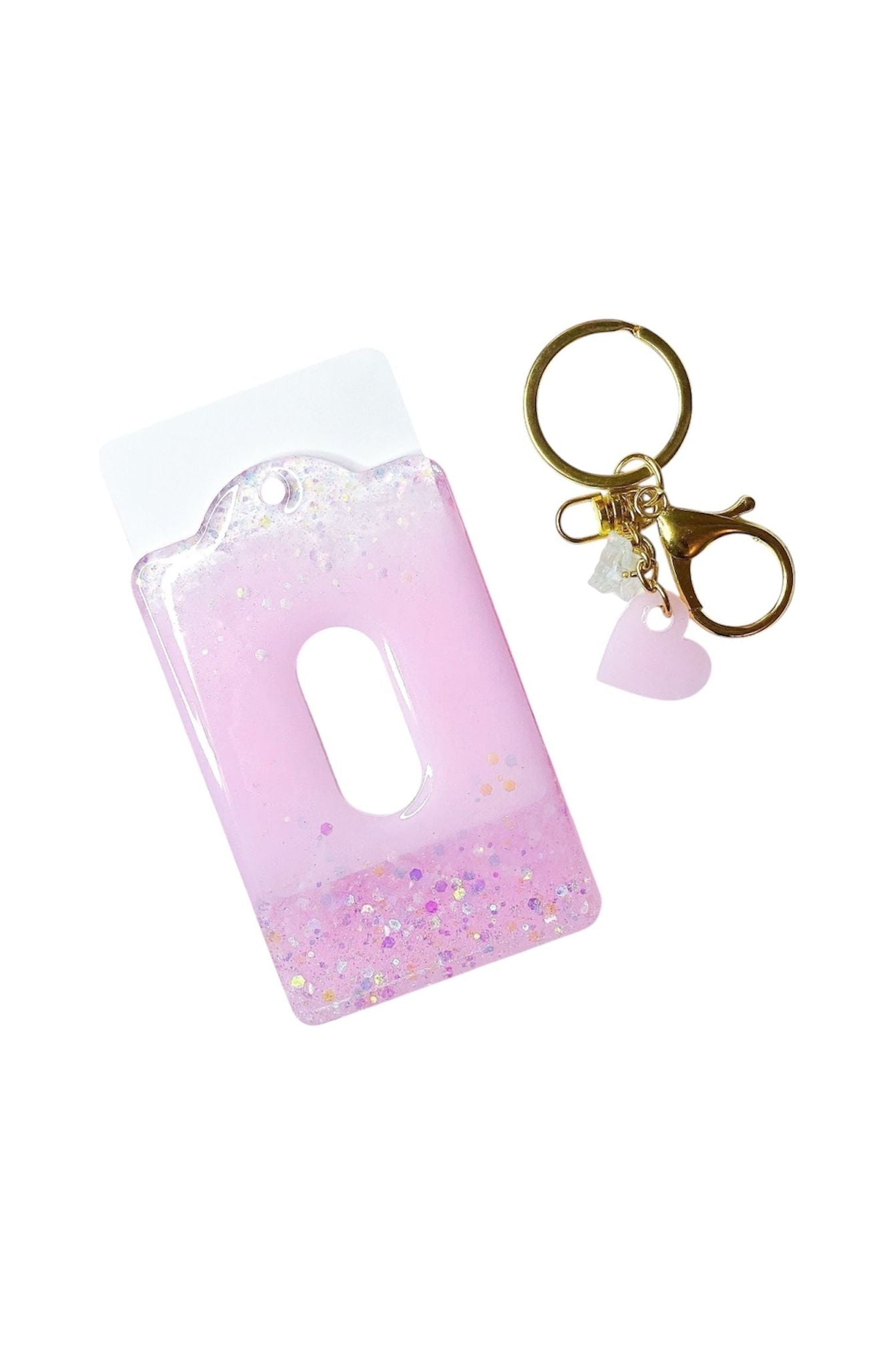 Pink Glitter Filled Card Holder