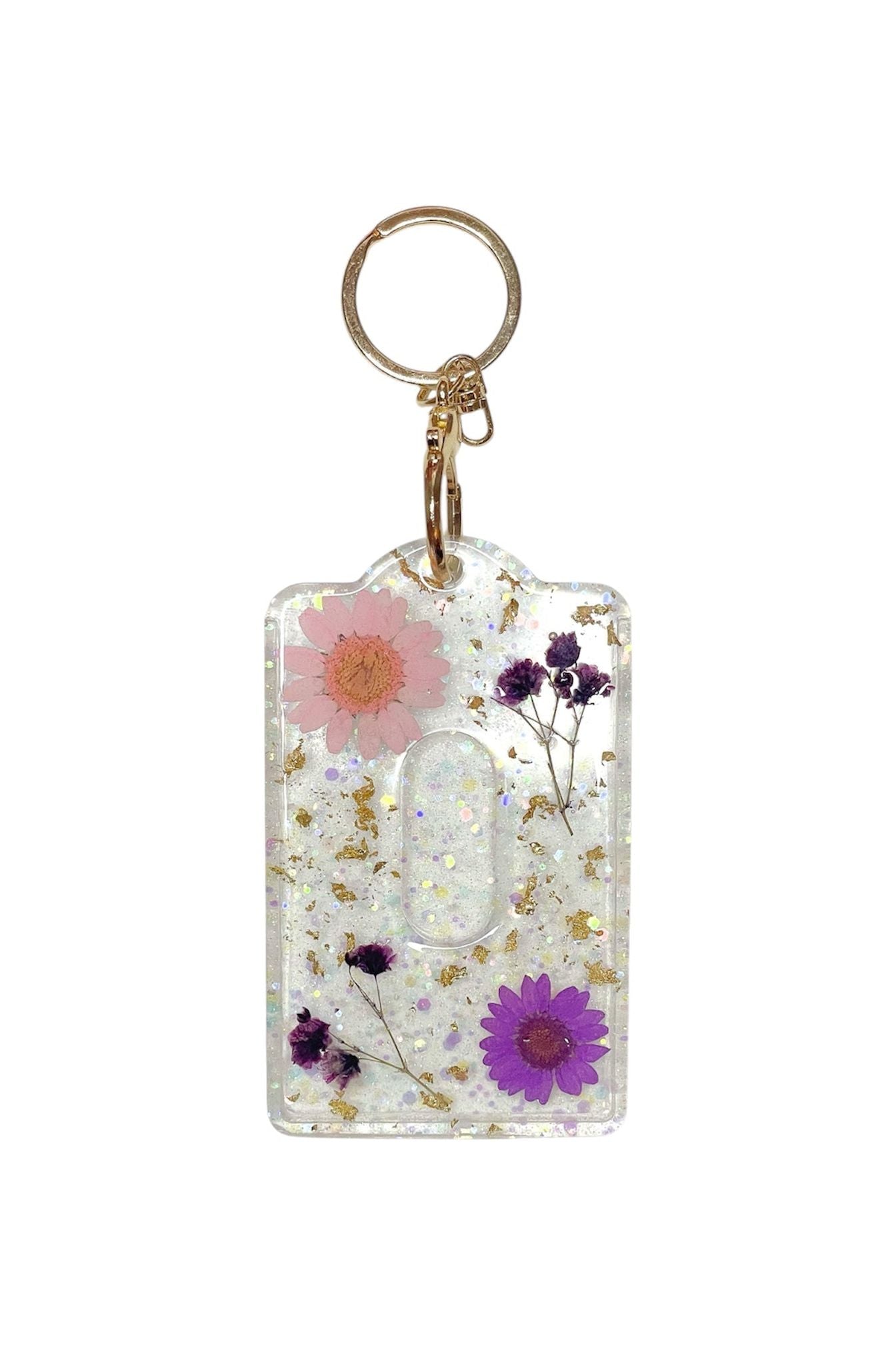Pink/Purple Floral/Glitter Card Holder