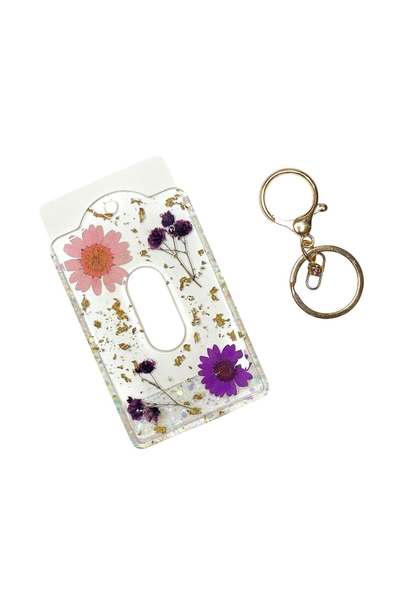 Pink/Purple Floral/Glitter Card Holder