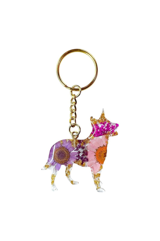 Cattle Dog/Heeler Floral Key Chain