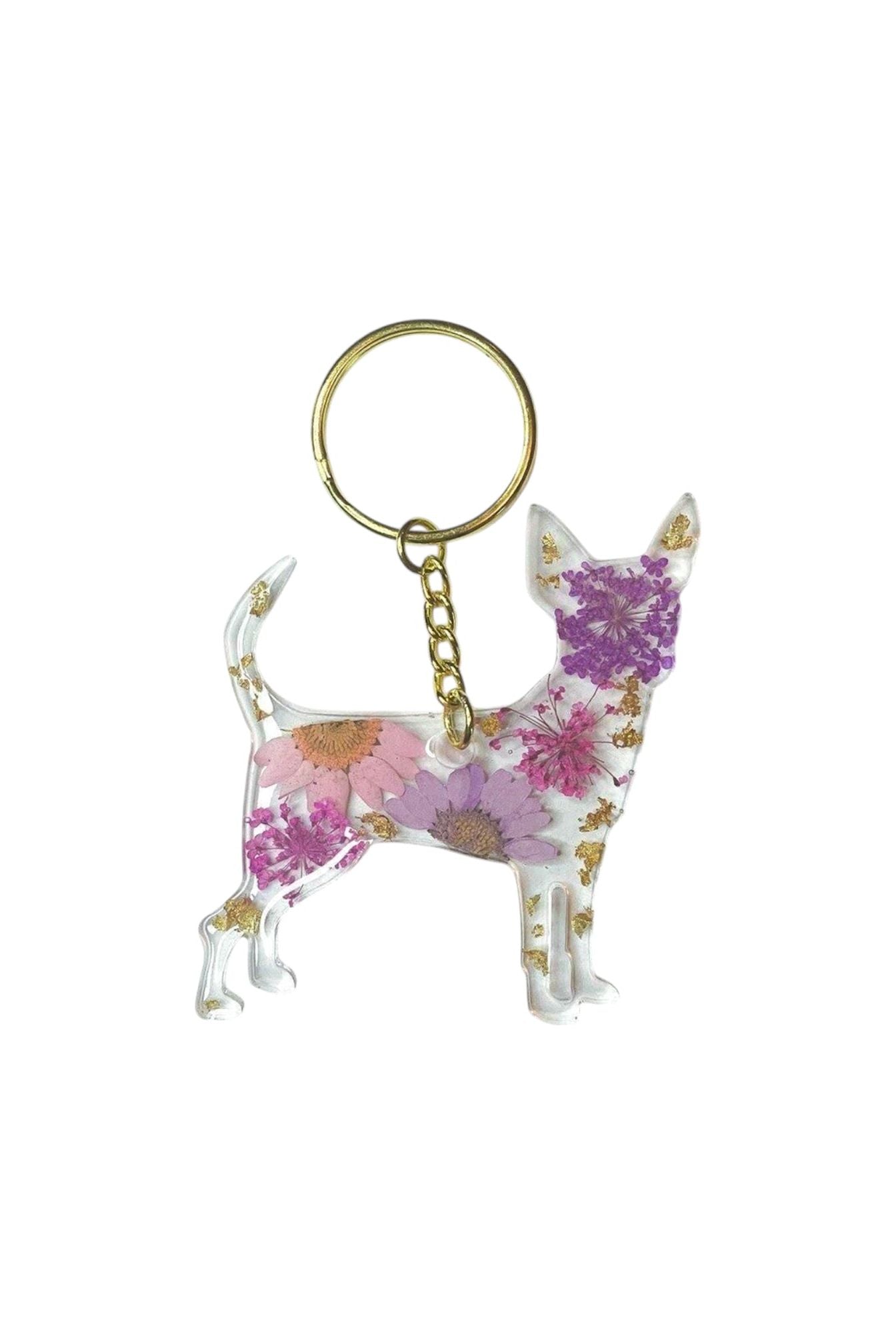Chihuahua Floral Key Chain