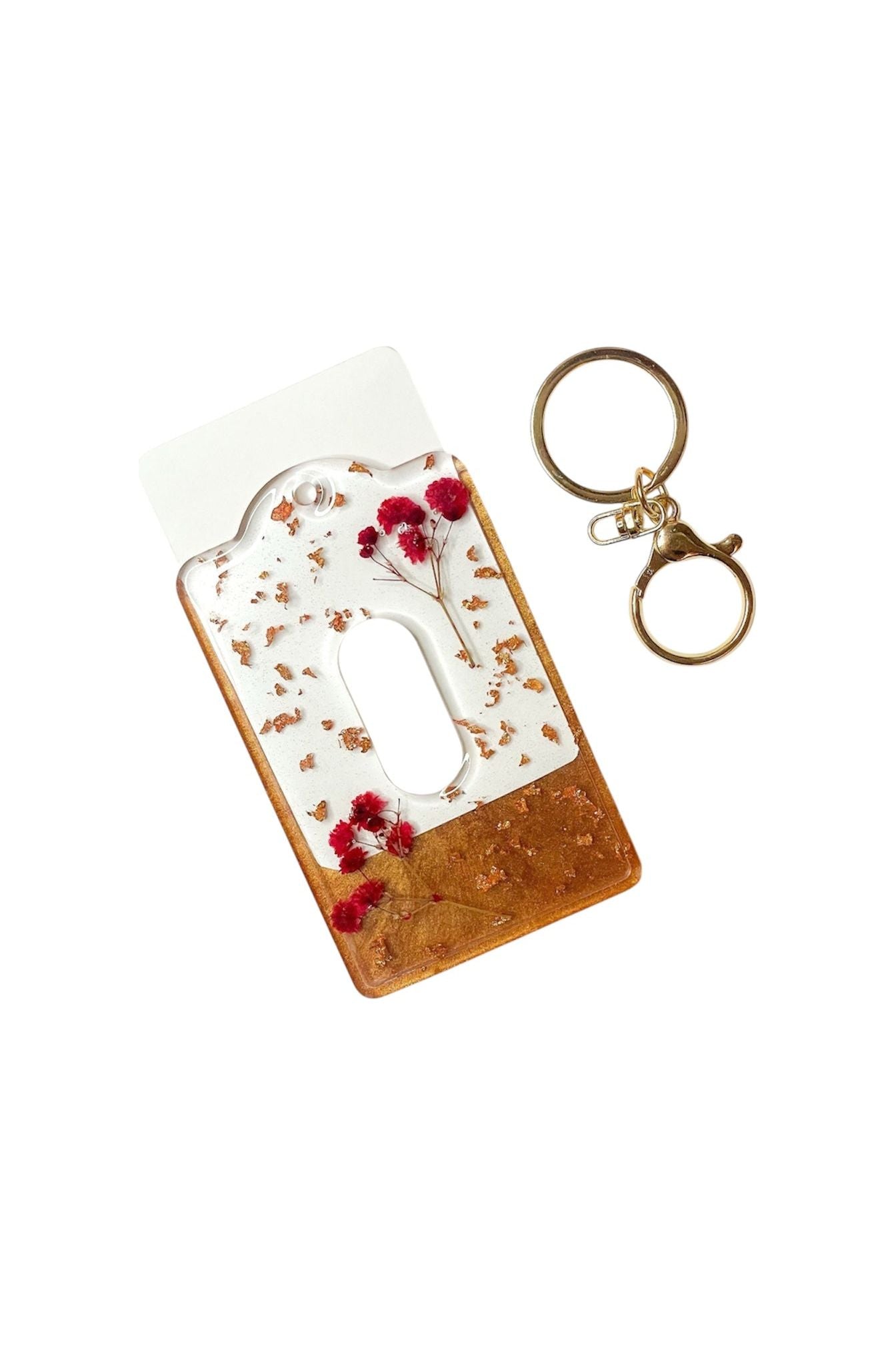 Red Floral/Gold Card Holder