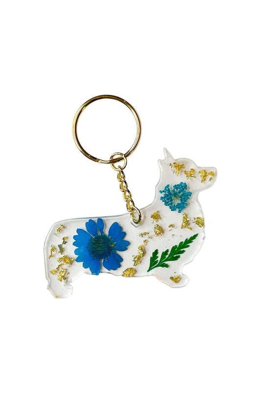 Corgi Floral Key Chain