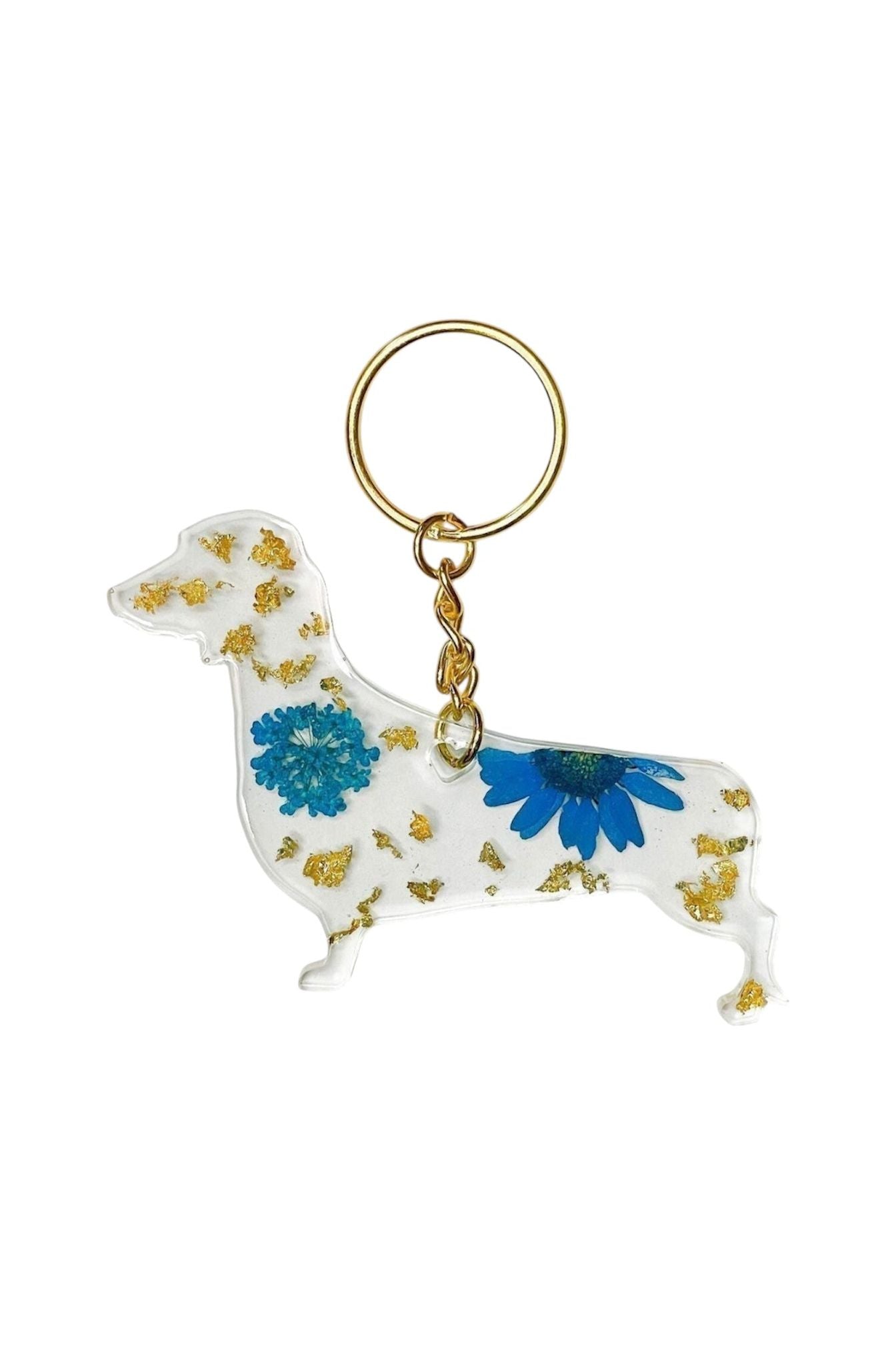 Dachshund Floral Key Chain