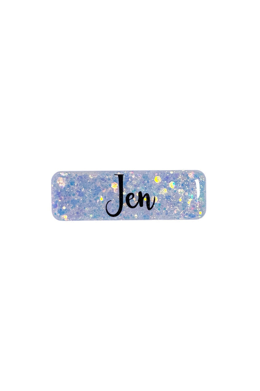 White Glitter Name Badge