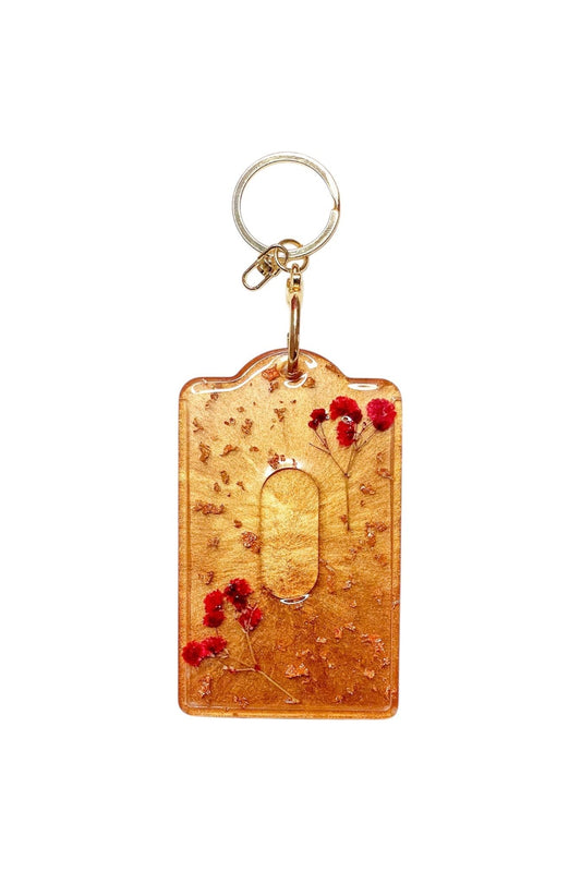 Red Floral/Gold Card Holder