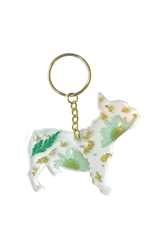 French Bulldog Floral Key Chain