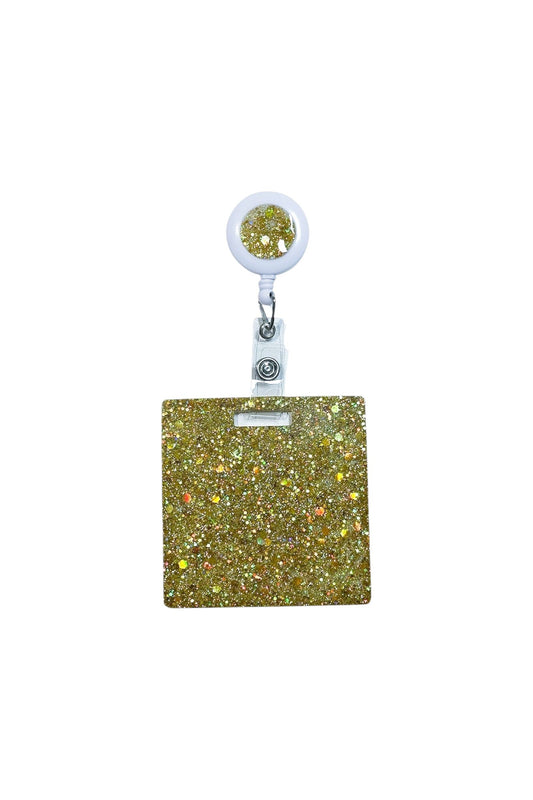 Handmade Gold Glitter Resin Badge Reel - Personalised Nurse ID
