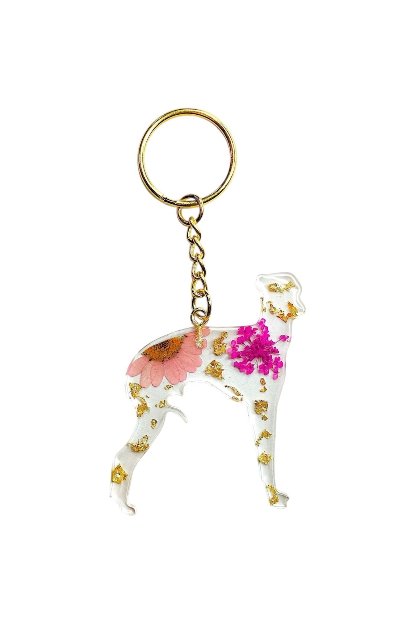 Greyhound Floral Key Chain