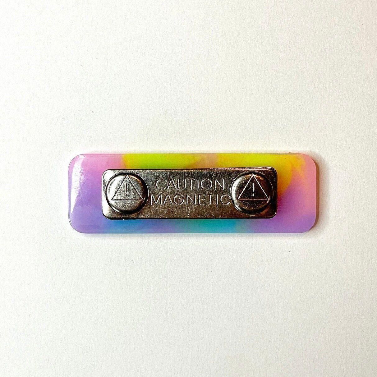 Rainbow Name Badges, Back side