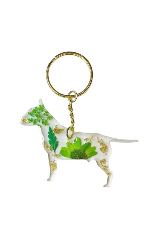Bull Terrier Floral Key Chain