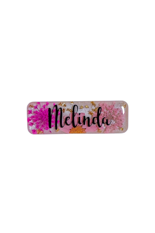 Pink Floral Name Badge