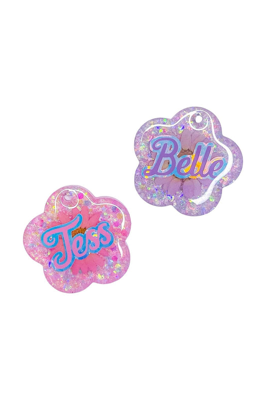 Glitter Daisy Dog Tags