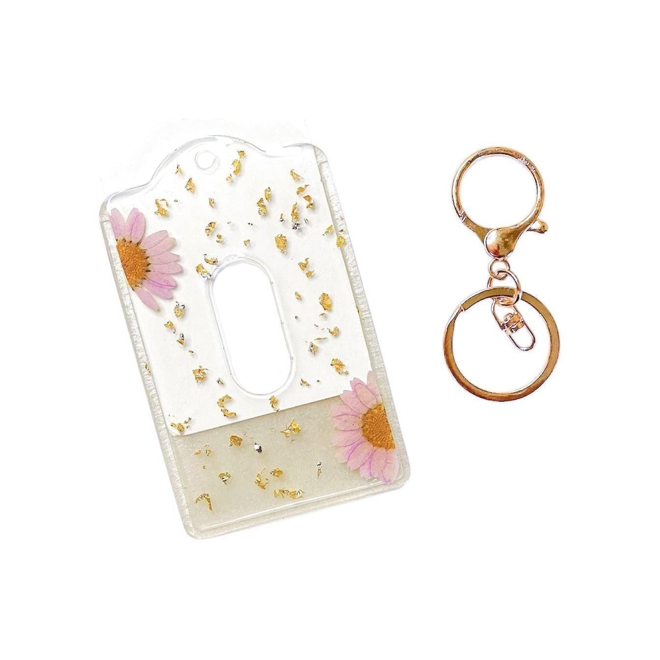 Purple Floral And Pearl Card Holder