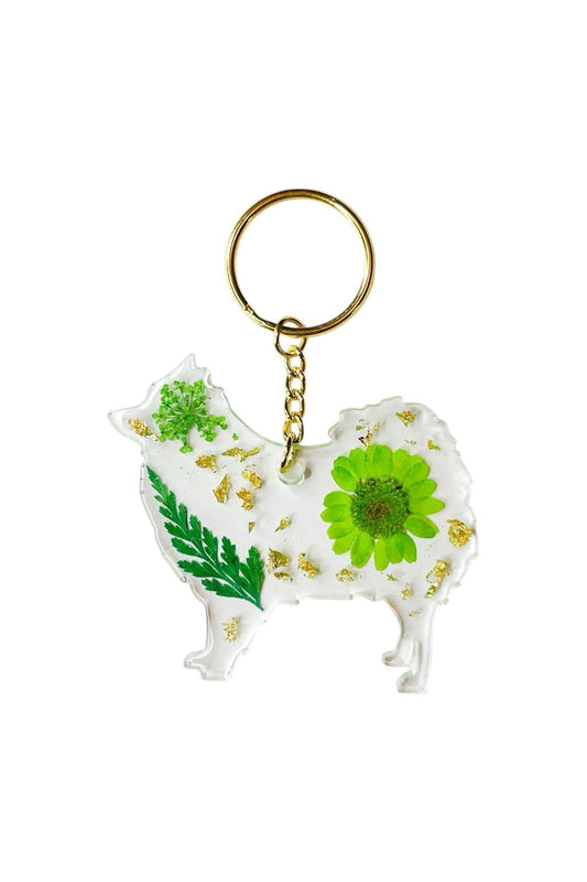 Pomeranian Floral Key Chain