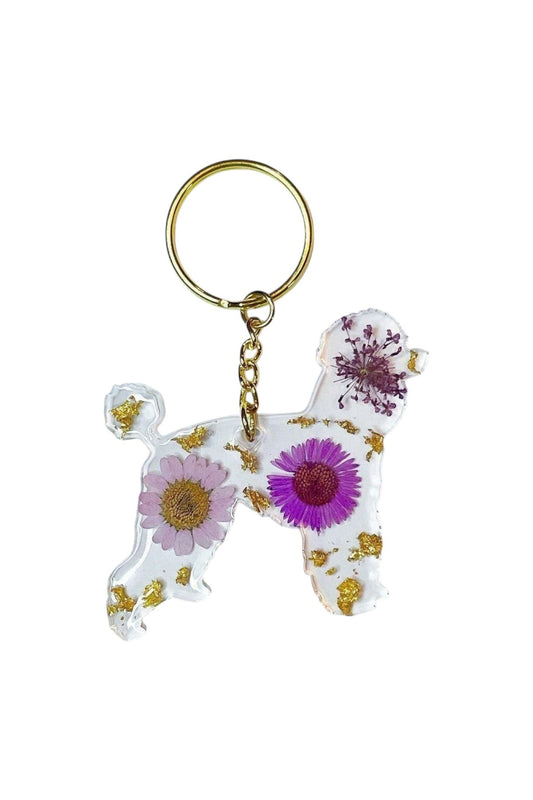 Poodle Floral Key Chain