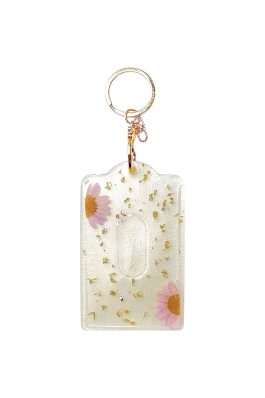 Purple Floral And Pearl Card Holder