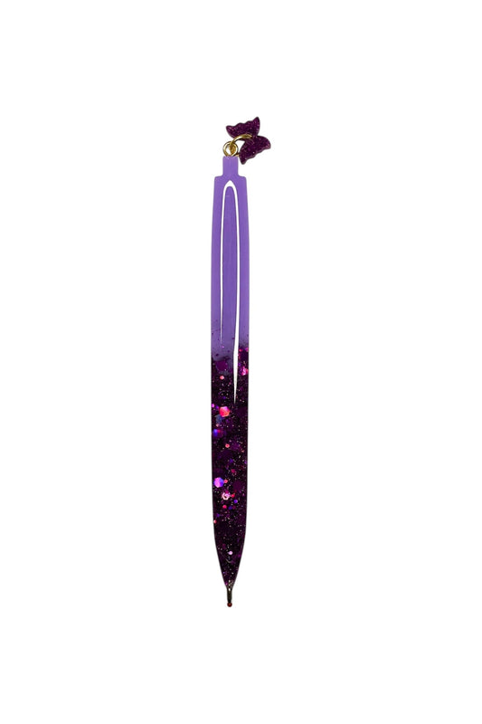 Purple Glitter Filled Pen With A Butterfly Charm!