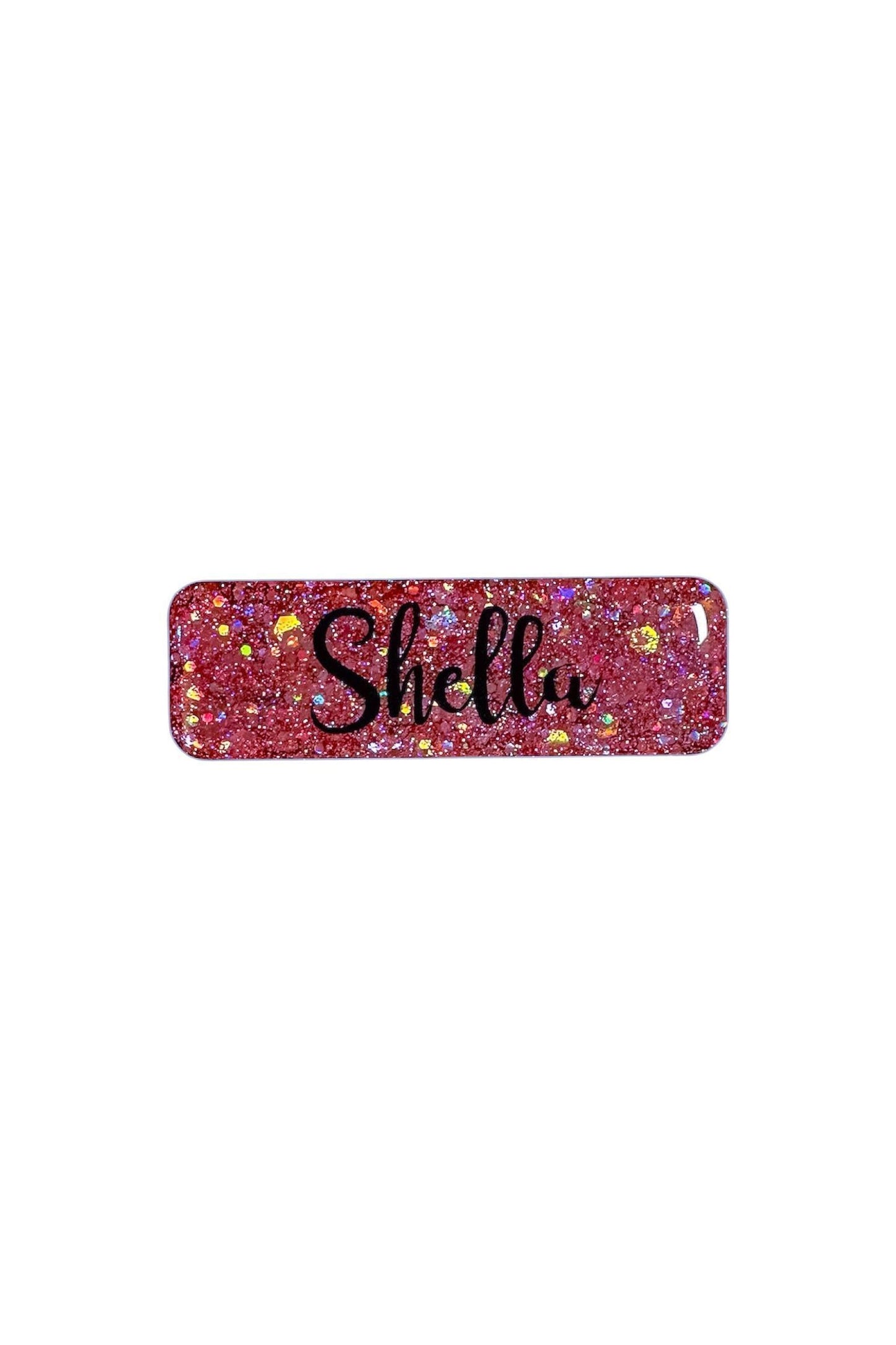 Rose Pink Glitter Name Badge