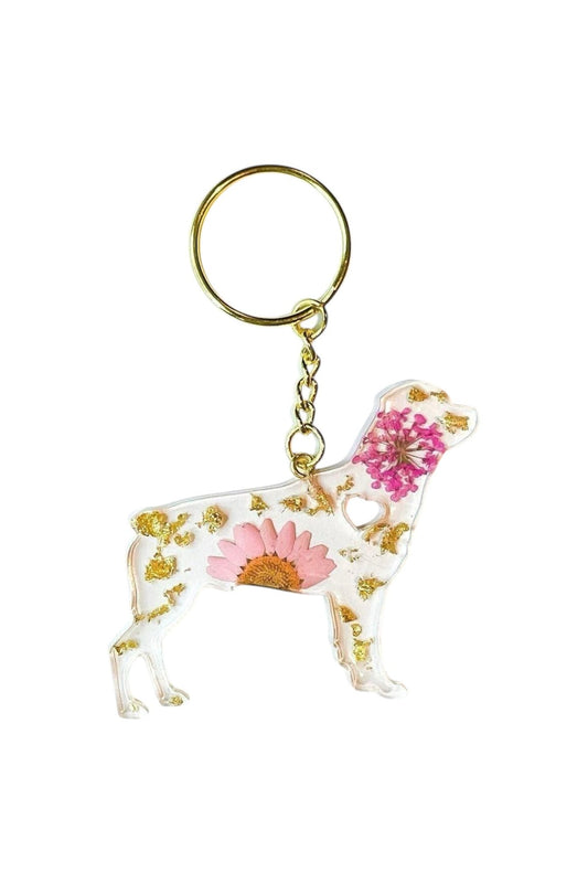 Rottweiler Floral Key Chain