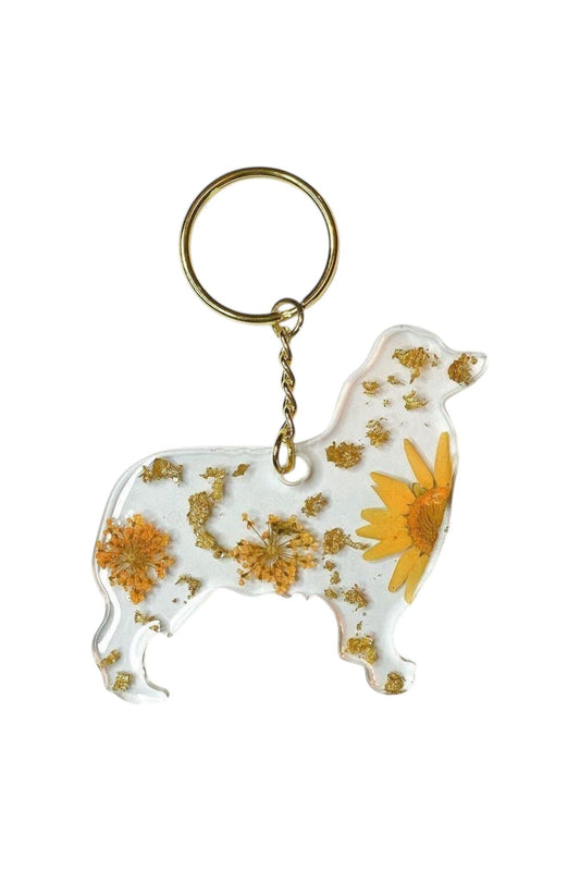 Australian Shepherd Floral Key Chain