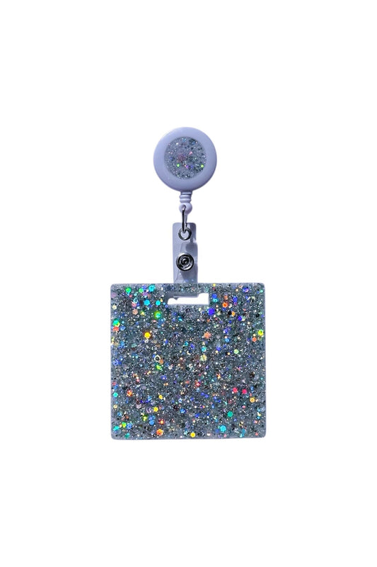 personalised retractable badge holder for nurses - glitter design