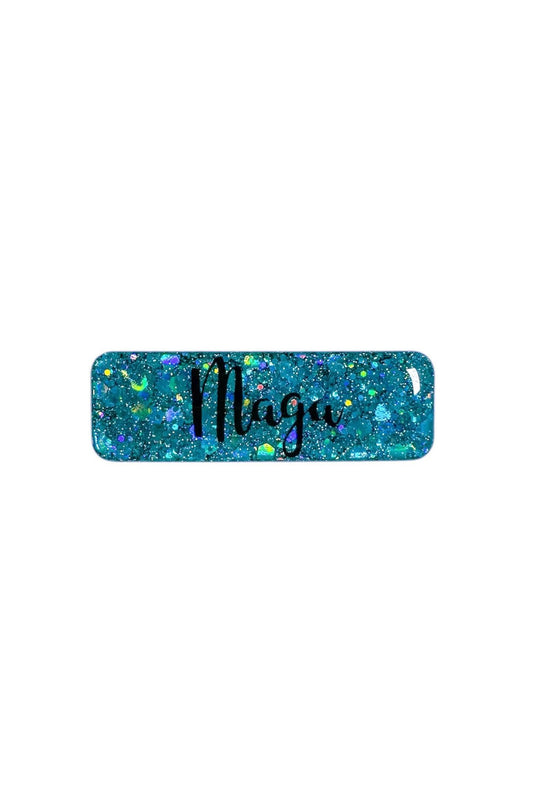 Turquoise Glitter Name Badge