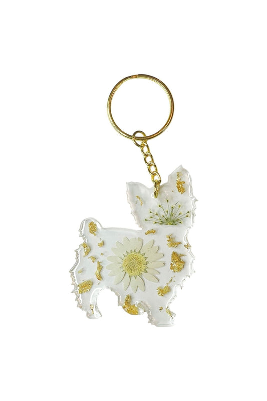Yorkie Floral Key Chain