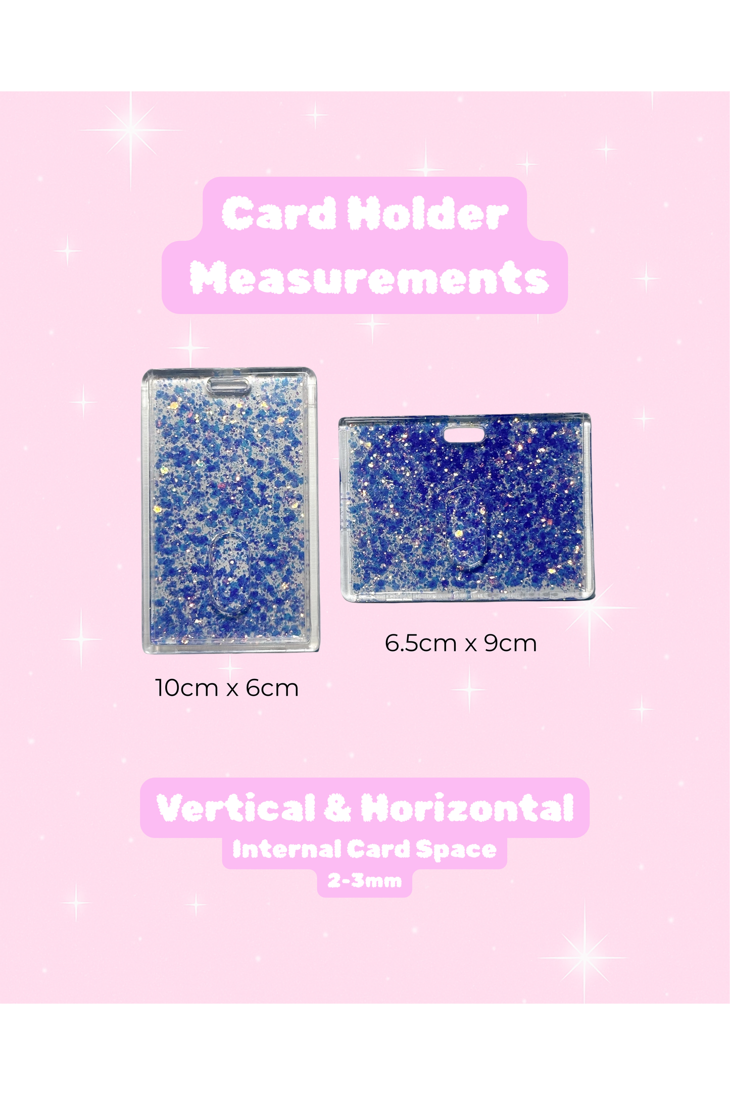 Handmade Purple Glitter Resin ID Holder — Vertical & Horizontal Options