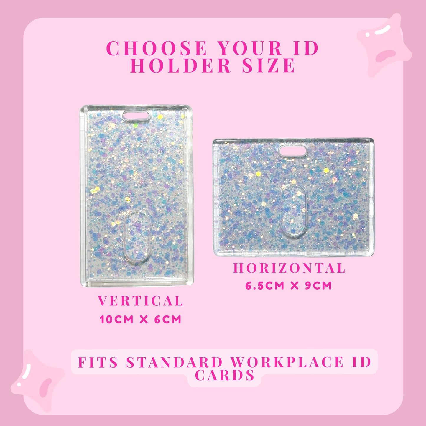 White Glitter Resin ID Holder