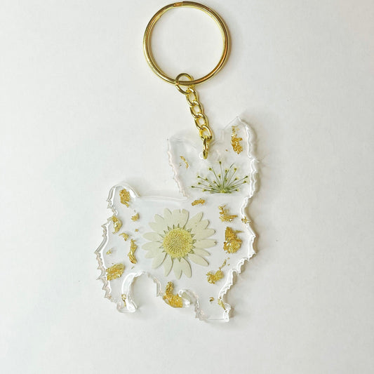 Yorkie Floral Key Chain