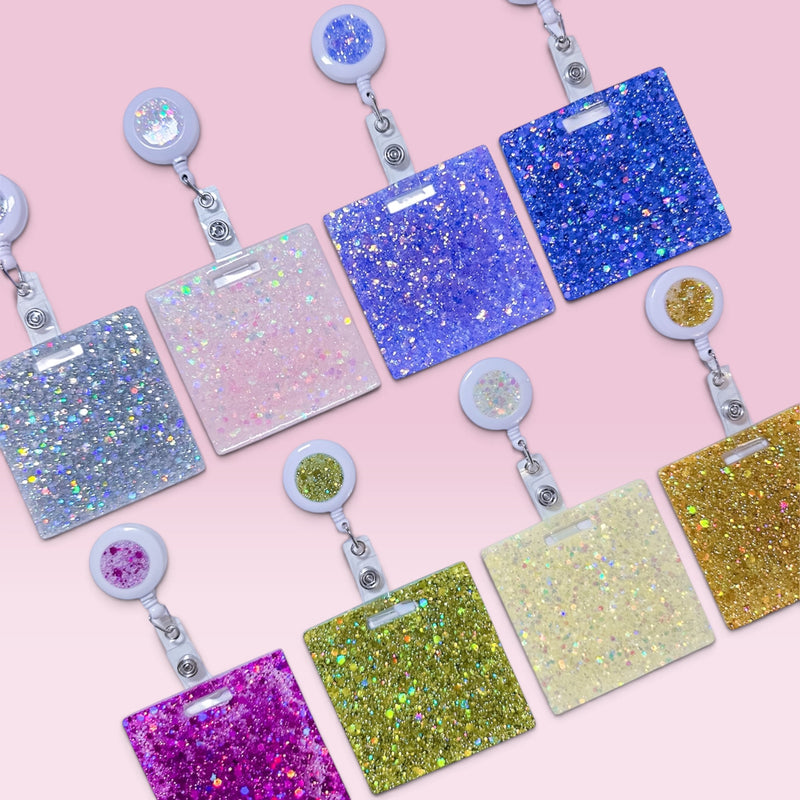 Retractable Glitter Badge Holders