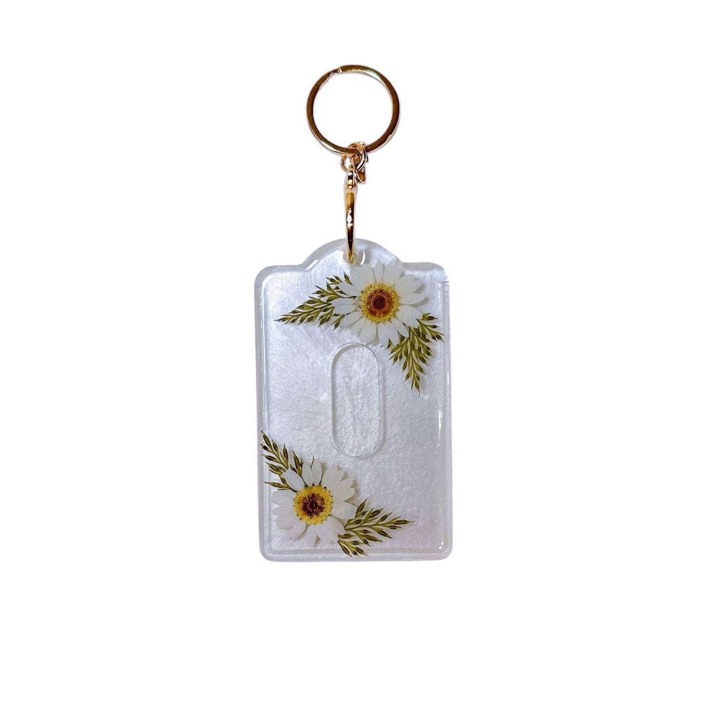 White Daisy & Fern Card holder