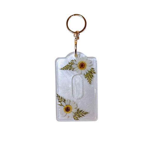 White Daisy & Fern Card holder