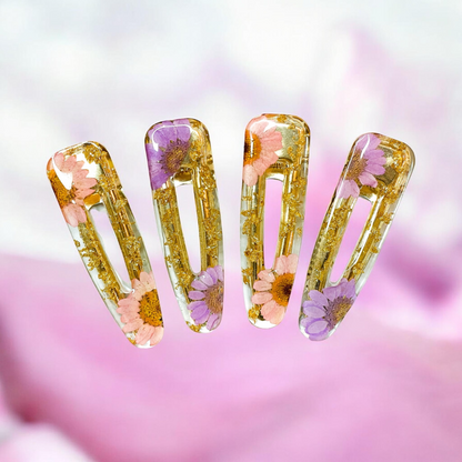 Floral Resin Hair Clips