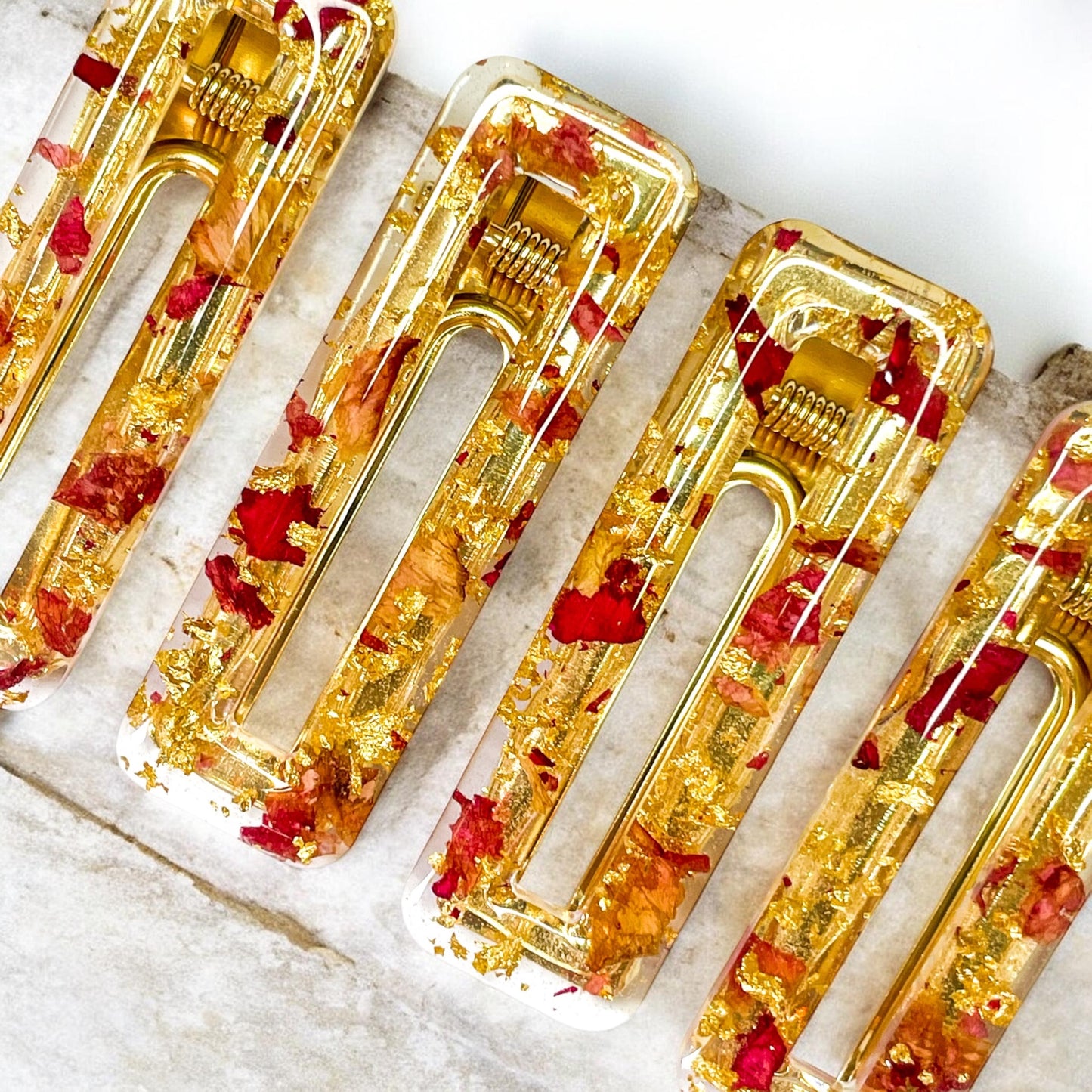 Floral Resin Hair Clips