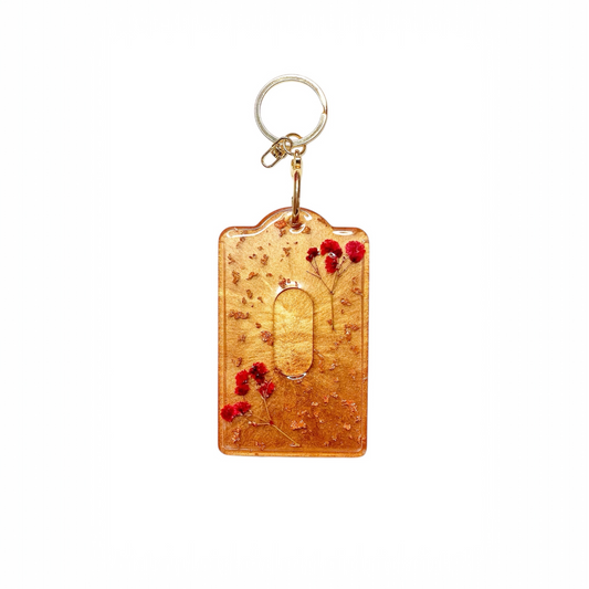 Red Floral/Gold Card Holder